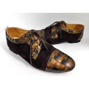 Werner Kern Treviso 28049 Chestnut Suede Croc Print Leather Dance‎ Shoe sz 8.5